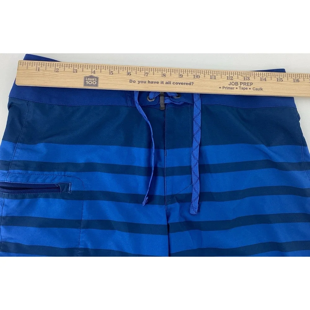 PATAGONIA Stretch Planing Boardshorts Blue Striped Swimming Trunks Men's Size 30
